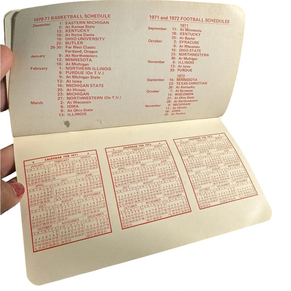 Vintage Indiana University Foundation 1971 Calendar and Date Book unused